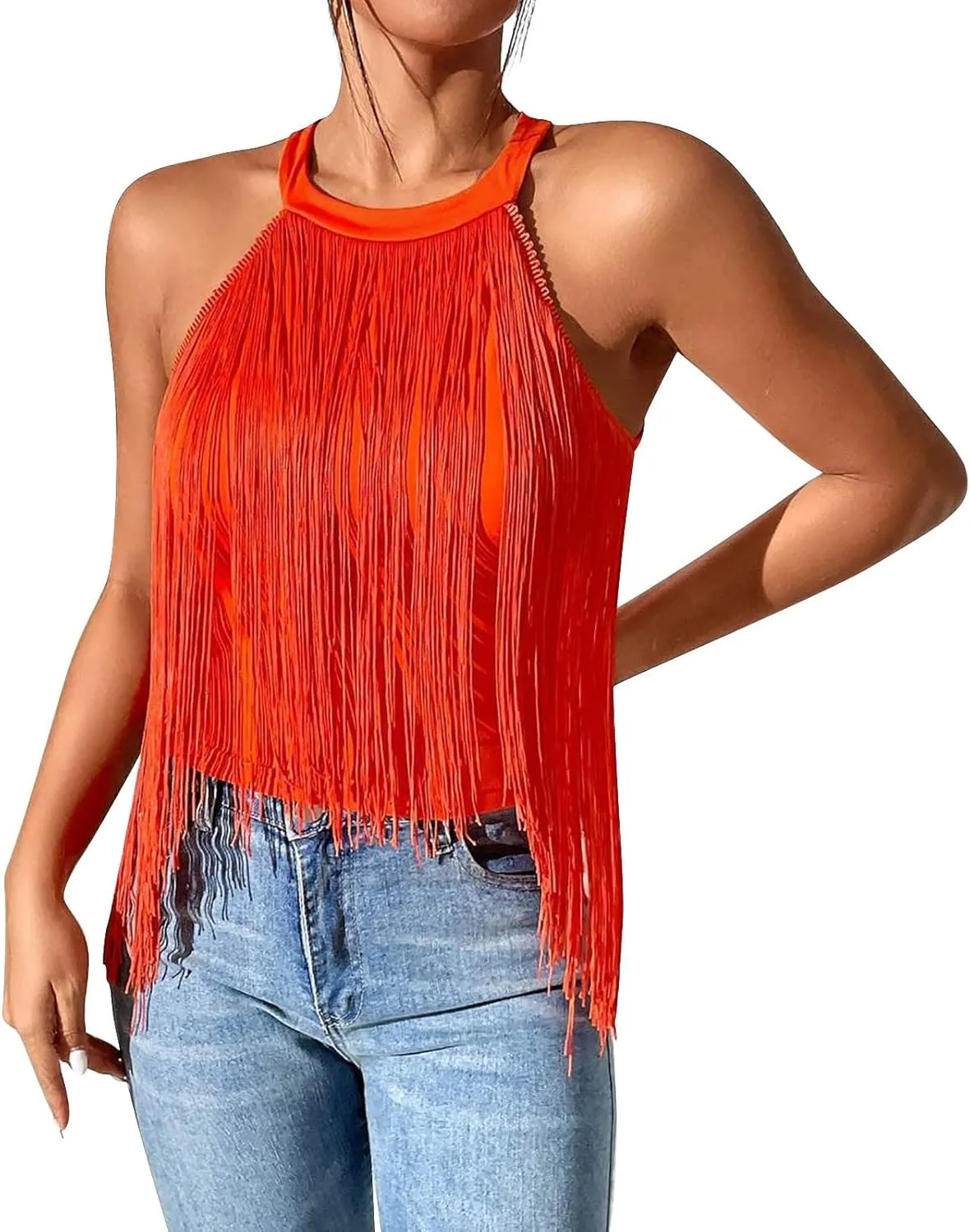 Womens Tank Tops Dressy Casual Sexy Halter Camisole Tops with Tessel Going Out Summer Outfits Sleeveless Fashion 2025