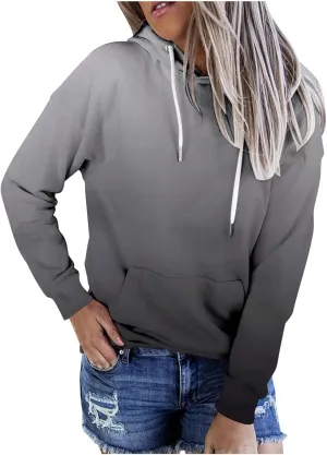 Women's Tie Dye Color Block Hoodies Long Sleeve Drawstring Preppy Pullover Oversized Comfy Casual 2024 Fall Clothes