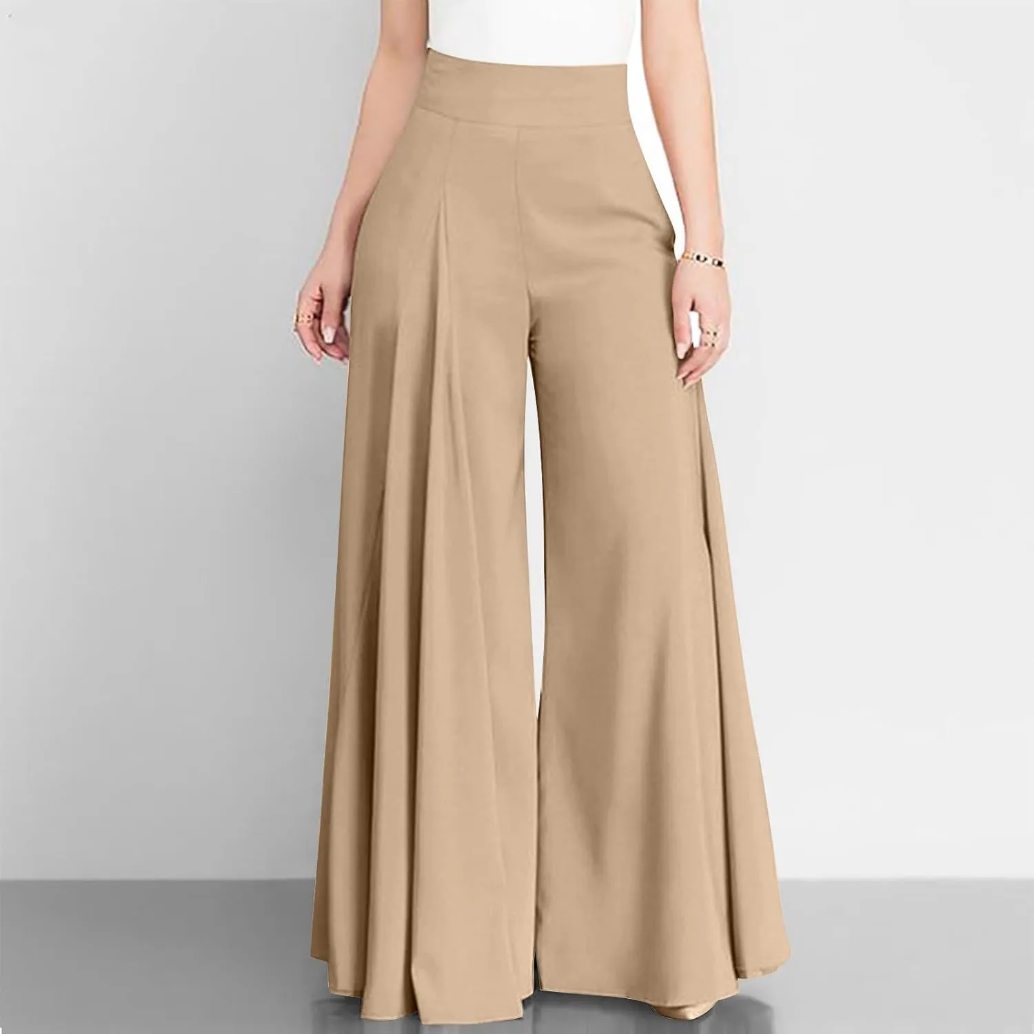 Womens Wide Leg High Waist Wide Leg Pants Casual Pants Comfy Pockets Relaxed Trousers Misses Business Suits