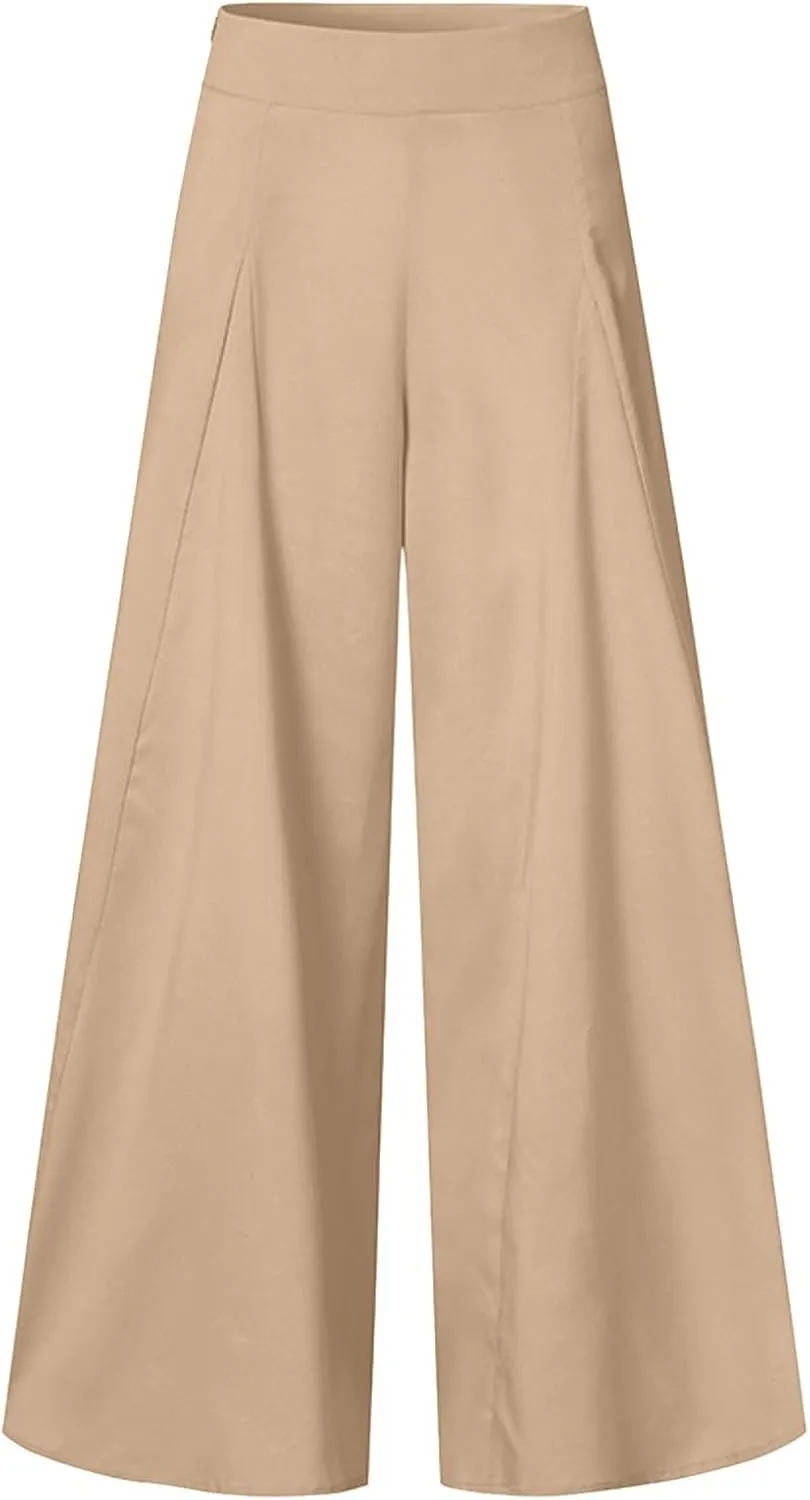 Womens Wide Leg High Waist Wide Leg Pants Casual Pants Comfy Pockets Relaxed Trousers Misses Business Suits