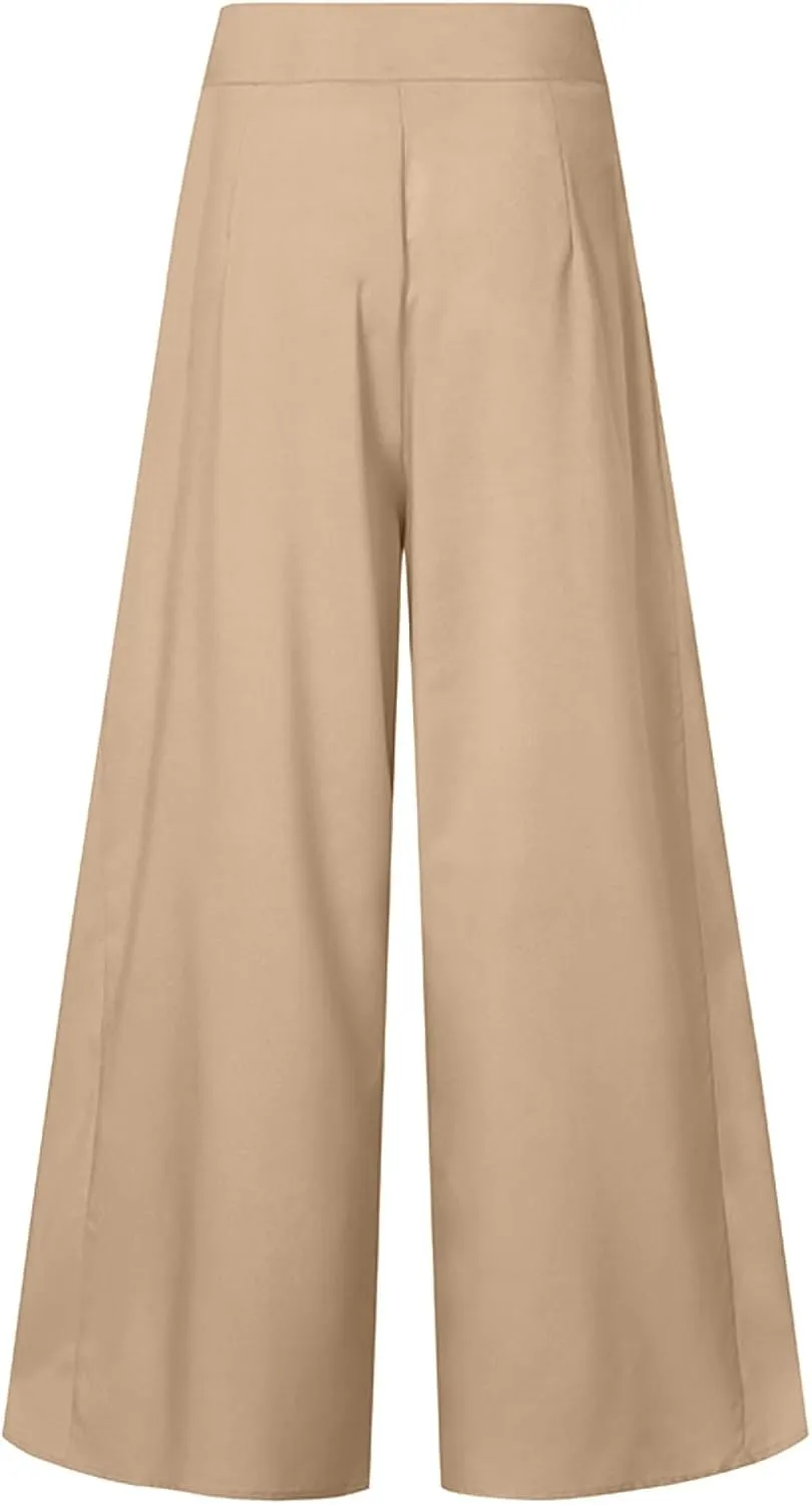 Womens Wide Leg High Waist Wide Leg Pants Casual Pants Comfy Pockets Relaxed Trousers Misses Business Suits