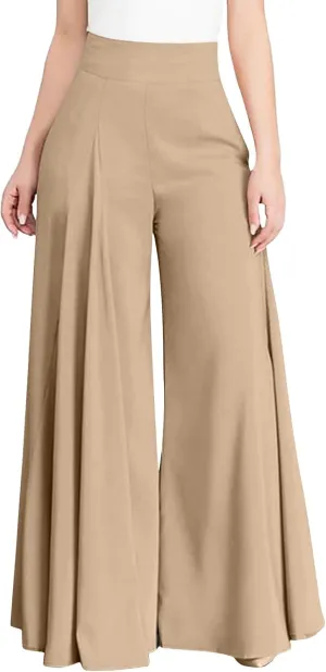 Womens Wide Leg High Waist Wide Leg Pants Casual Pants Comfy Pockets Relaxed Trousers Misses Business Suits