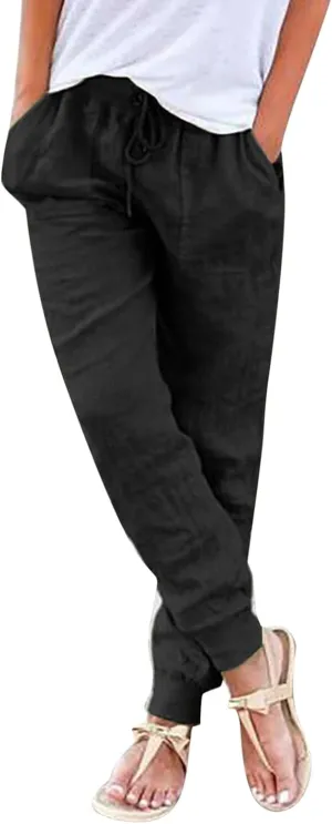 Womens Wide Leg Sweatpants Winter Joggers Work Thermal with Pockets Barrel Pants High Waisted