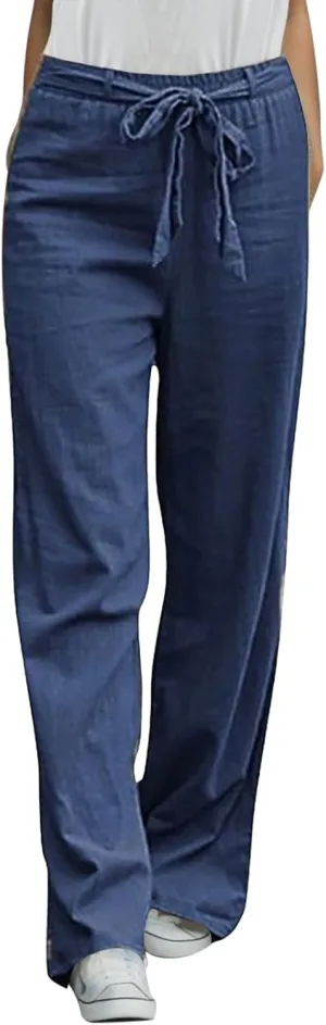 Women's Wide Leg Sweatpants Winter Wide Vacation Trousers with Pockets Straight Leg Wide Leg
