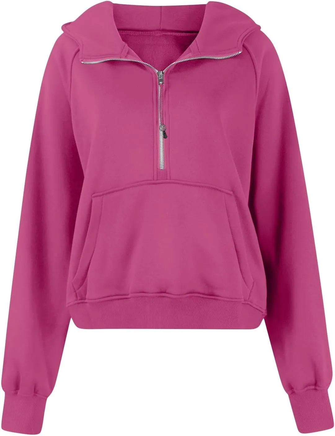 Zip Up Hoodie Women Fall Winter Sweatshirt Drop Shoulder Half Zip Pullover Sweaters Long Sleeve Tops With Pocket