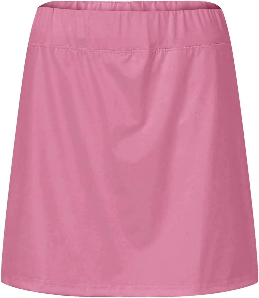 ZYXTIM Women Classic Tennis Skirt with Inner Shorts High Waist Casual Sport Golf Skorts Plain Summer Lounge Walking Shorts