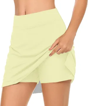 ZYXTIM Women Classic Tennis Skirt with Inner Shorts High Waist Casual Sport Golf Skorts Plain Summer Lounge Walking Shorts