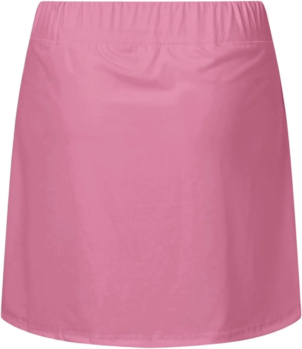 ZYXTIM Women Classic Tennis Skirt with Inner Shorts High Waist Casual Sport Golf Skorts Plain Summer Lounge Walking Shorts